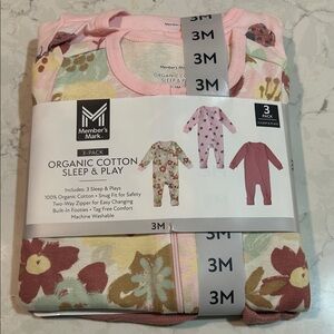 Member's Mark Pink and Cream Organic Cotton Kids Pajama Set